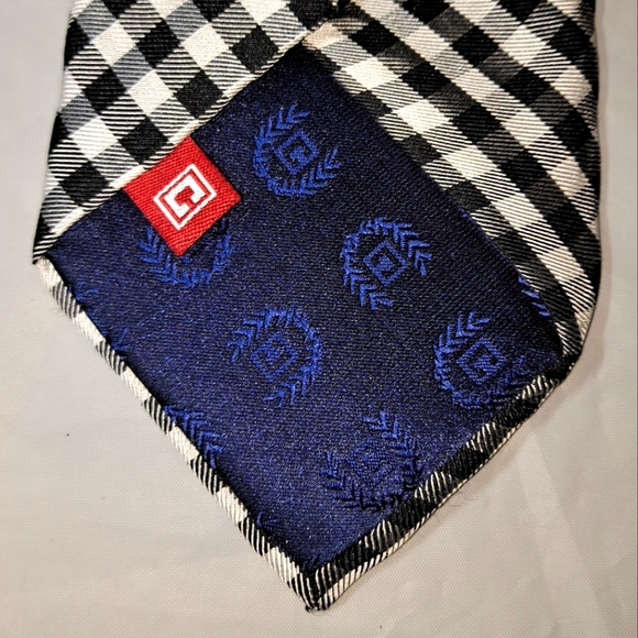 Chaps 💯 Silk Men's Necktie 57-60" x 3.5" Black/White Grid Pattern - Picture 7 of 9